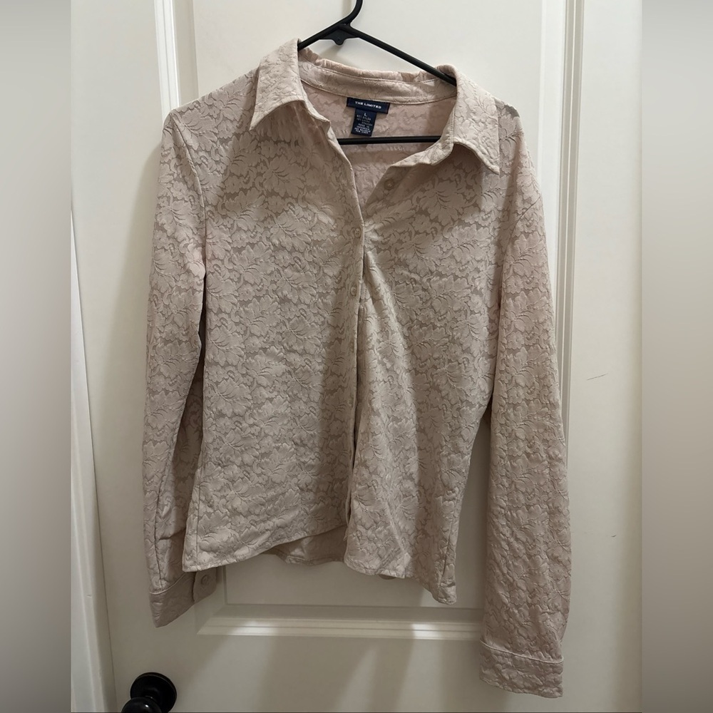 The Limited Large  Vintage Beige  Early 2000’s Blouse Lace Boho Coastal Minimal